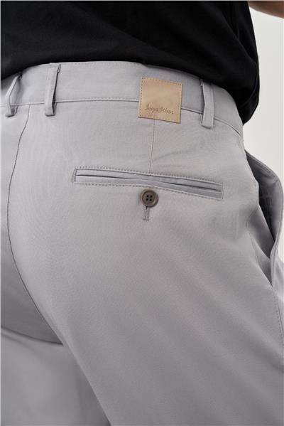 Gri Pamuklu Yandan Cepli Casual Comfort Fit Chino Pantolon 1003245169