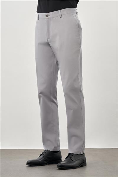 Gri Pamuklu Yandan Cepli Casual Comfort Fit Chino Pantolon 1003245169