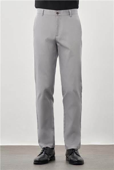 Gri Pamuklu Yandan Cepli Casual Comfort Fit Chino Pantolon 1003245169