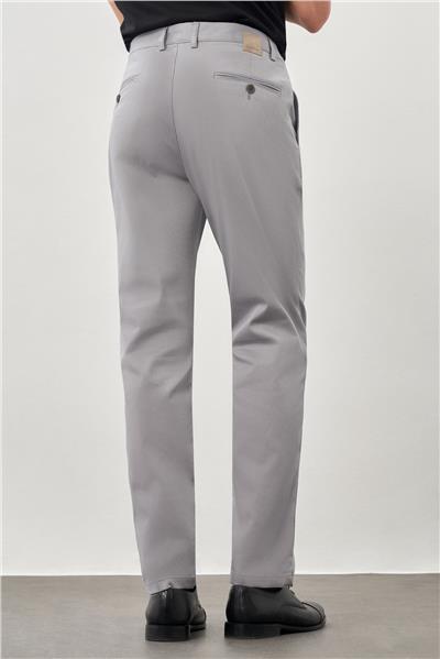 Gri Pamuklu Yandan Cepli Casual Comfort Fit Chino Pantolon 1003245169