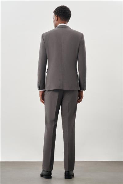 Gri Düz Kılıç Yaka Yünlü 6 Drop Slim Fit Classic Takım Elbise 1001245179