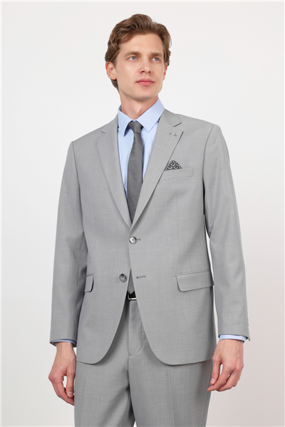 Gri Mono Yaka 4 Drop Comfort Fit Tam Astar Esnek Takım Elbise 1001260168
