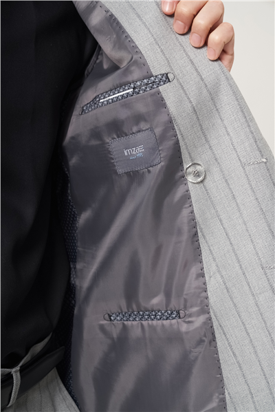 Gri-Füme Kırlangıç Yaka Çizgili Kruvaze 6 Drop Slim Fit Tam Astar Esnek Takım Elbise 1001260286