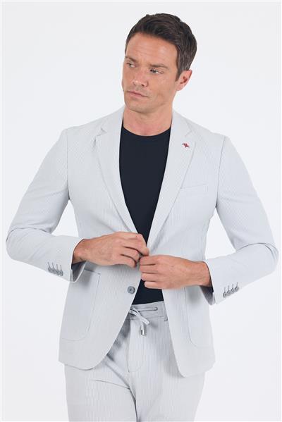 Gri Gofreli Mono Yaka Esnek 6 Drop Slim Fit Classic Takım Elbise 1001250117