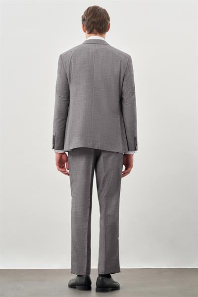 Gri Kendinden Mono Yaka Çift Yırtmaç 2 Düğme 4 Drop Comfort Fit Classic Takım Elbise 1001245161