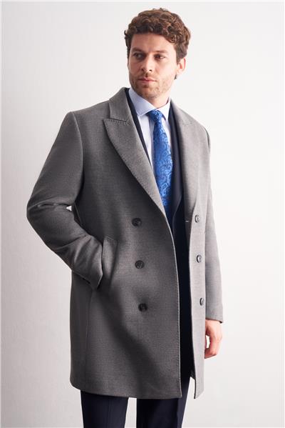 Gri Kılıç Yaka Kruvaze Comfort Fit Esnek Classic Kaban 1008255164