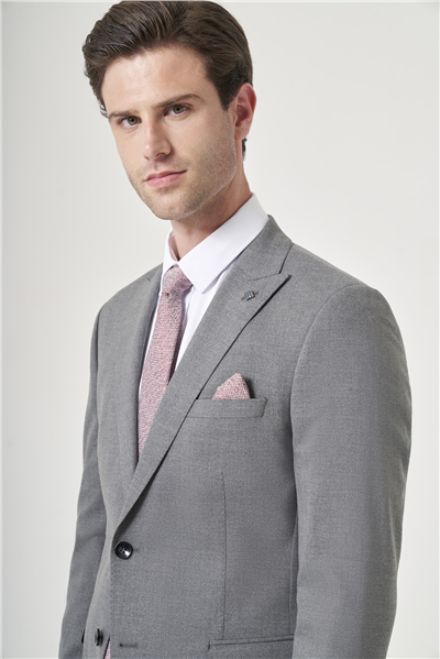 Gri Kırlangıç Yaka 6 Drop Slim Fit Tam Astar Esnek Takım Elbise 1001260148