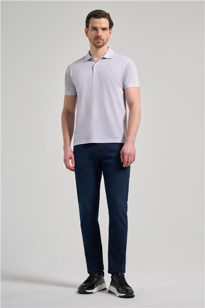Gri Kısa Kol Baskılı Pike Polo Yaka Cepsiz esnek Casual Slim Fit Tişört 1011250151