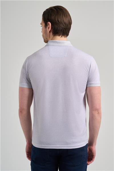 Gri Kısa Kol Baskılı Pike Polo Yaka Cepsiz esnek Casual Slim Fit Tişört 1011250151