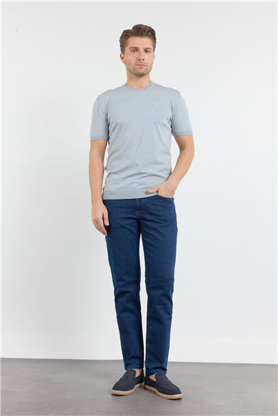 Gri Kısa Kol Bisiklet Yaka Cepsiz  Slim Fit  Tişört 1011250179