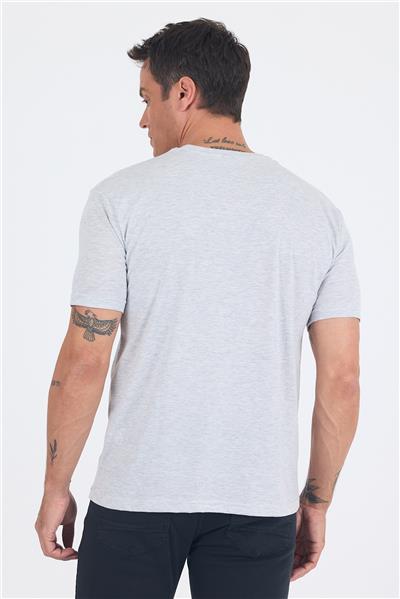 Gri Kısa Kol Düz Suprem Bisiklet Yaka Slim Fit Tişört 1011250190