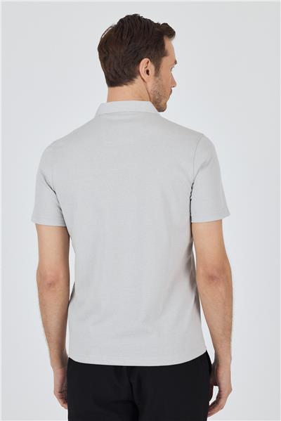 Gri Kısa Kol Düz Suprem Polo Yaka Cepsiz Pamuklu Casual Slim Fit Tişört 1011250164_100