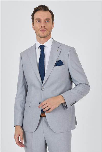 Gri Mono Yaka Desenli Astarlı Çift Yırtmaç Esnek 6 Drop Comfort Fit Classic Takım Elbise 1001250161