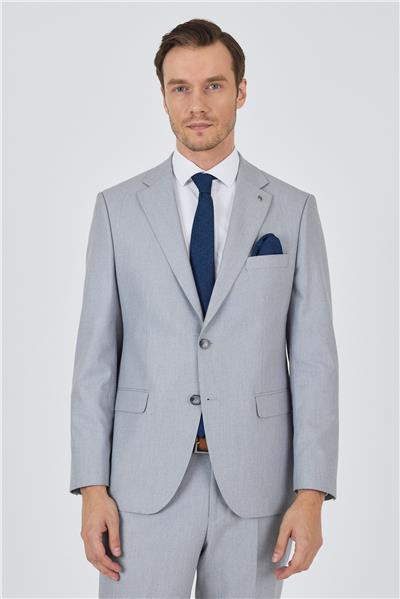 Gri Mono Yaka Desenli Astarlı Çift Yırtmaç Esnek 6 Drop Comfort Fit Classic Takım Elbise 1001250161