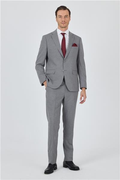 Gri Mono Yaka Esnek 6 Drop Comfort Fit Classic Takım Elbise 1001250104