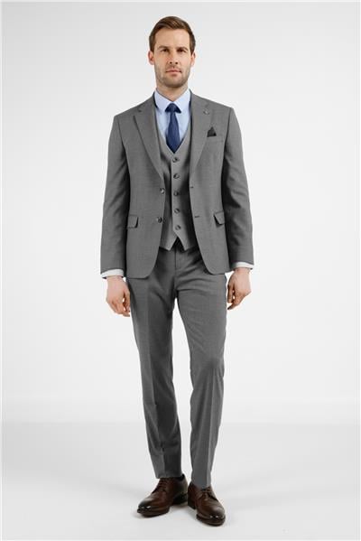 Gri Mono Yaka Yelekli 6 Drop Slim Fit Tam Astar Esnek Takım Elbise 1001255175