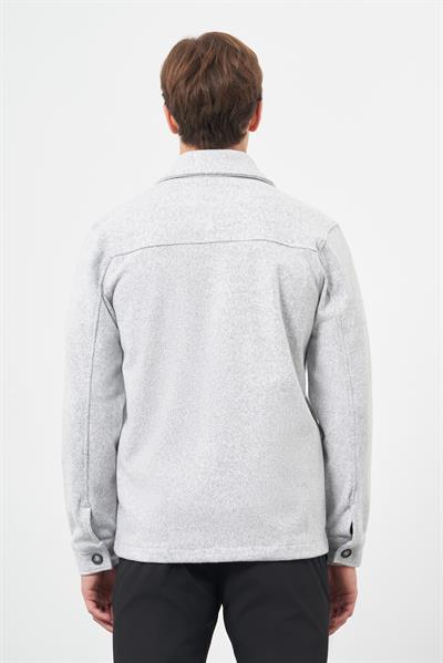 Gri Örme Polo Yaka Jakarlı Desen Yırtmaçsız Astarsız Slim Fit Classic Gömlek Ceket 1007245161