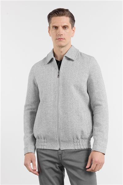 Gri Polo Yaka Tam Astar Casual Slim Fit Kaşe Mont 1007255106