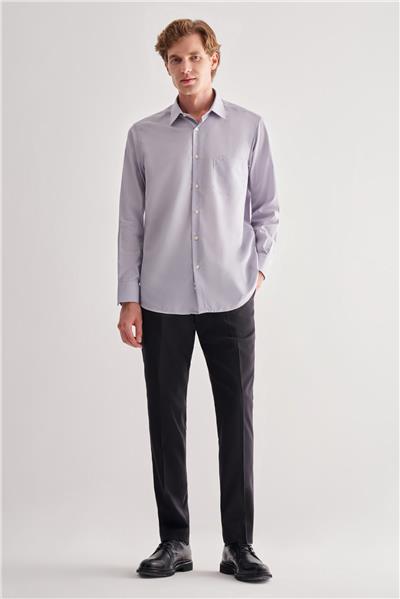 Sert Yaka Uzun Kol Easy To Iron Comfort Fit Pamuklu Gömlek 1004255182