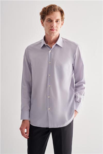 Sert Yaka Uzun Kol Easy To Iron Comfort Fit Pamuklu Gömlek 1004255182