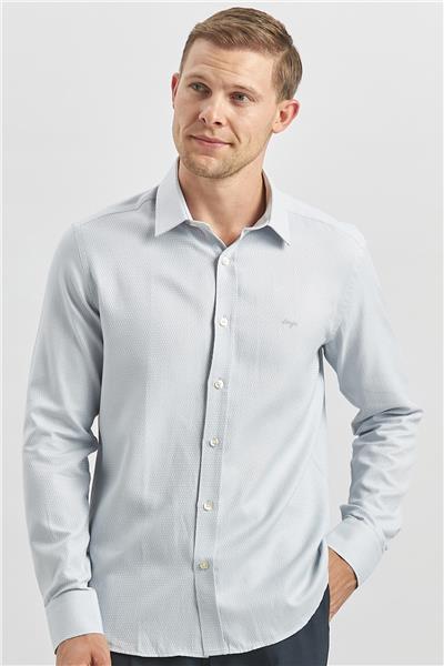 Uzun Kol Kendinden Desenli Armürlü Sert Yaka Casual Slim Fit Gömlek 1004240249