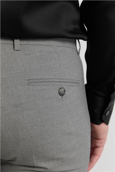 Gri Yan Cep Kazayağı Desen Slim Fit Esnek Classic Pantolon 1003255174