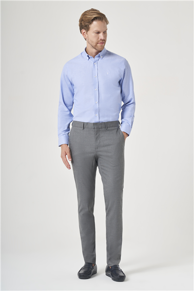 Gri Yan Cep Slim Fit Esnek Chino Pantolon 1003260154