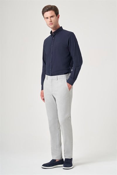 Gri Yan Cep Slim Fit Esnek Chino Pantolon 1003260154