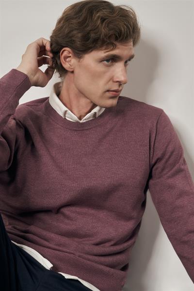 Gül Kurusu Bisiklet Yaka Cepsiz Comfort Fit Classic Yünlü Triko Kazak 1012255006