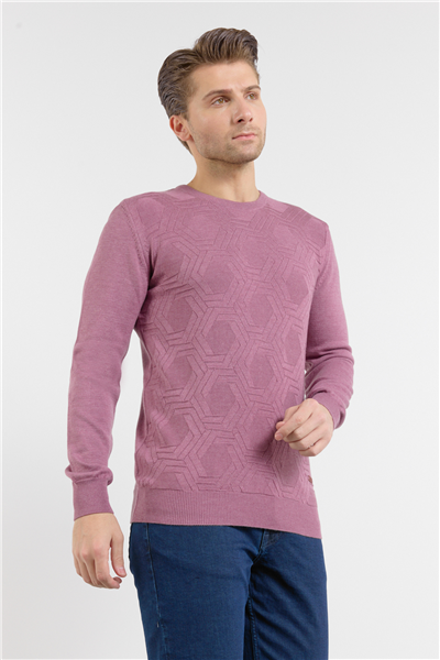 Bisiklet Yaka Cepsiz Uzun Kol Örme Comfort Fit Pamuklu Kazak 1012255130