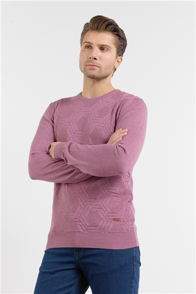 Bisiklet Yaka Cepsiz Uzun Kol Örme Comfort Fit Pamuklu Kazak 1012255130