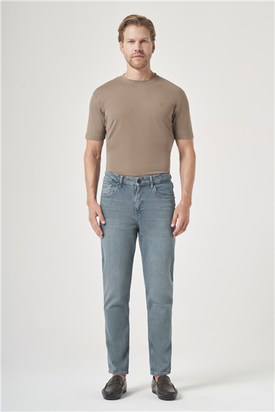 Haki 5 Cep Gabardin Slim Fit Pamuklu Denim Jean Kot Pantolon 1023260154