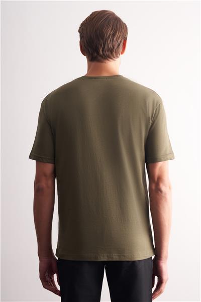 Haki Bisiklet Yaka Kısa Kol Slim Fit Pamuklu Basic Tişört 1011255106