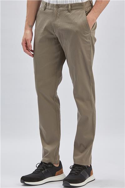 Haki Pamuklu Yandan Cepli Casual Comfort Fit Chino Pantolon 1003240160