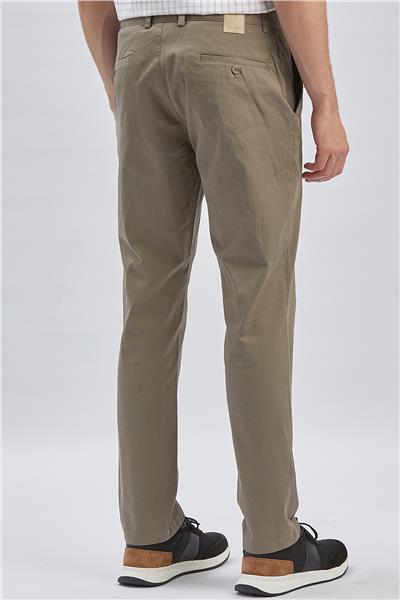 Haki Pamuklu Yandan Cepli Casual Comfort Fit Chino Pantolon 1003240160