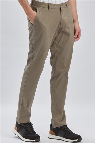 Haki Pamuklu Yandan Cepli Casual Comfort Fit Chino Pantolon 1003240160