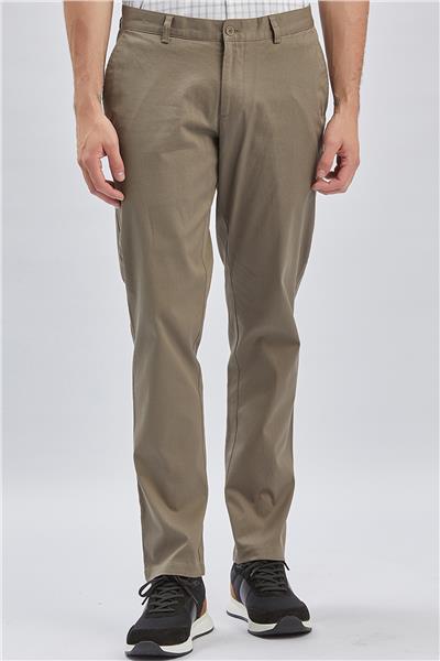 Haki Pamuklu Yandan Cepli Casual Comfort Fit Chino Pantolon 1003240160