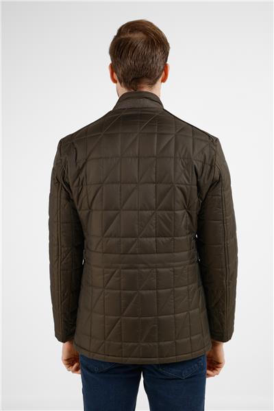 Haki Dik Yaka Slim Fit Classic Kaban 1008255153