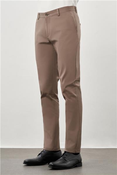 Haki Pamuklu Yandan Cepli Casual Slim Fit Chino Pantolon 1003245168
