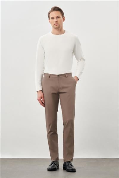 Haki Pamuklu Yandan Cepli Casual Slim Fit Chino Pantolon 1003245168