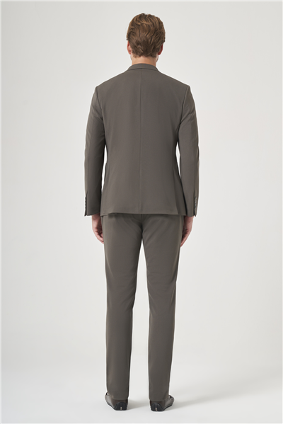 Haki Mono Yaka 6 Drop Slim Fit Beli Lastikli Takım Elbise 1001260194