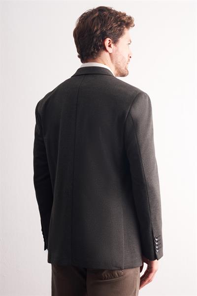 Haki Mono Yaka Kendinden Desenli Pamuklu 4 Drop Comfort Fit Classic Ceket 1002255158