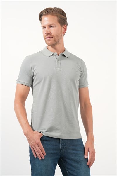 Haki Polo Yaka Pike Kısa Kol Slim Fit Pamuklu Tişört 1011260169