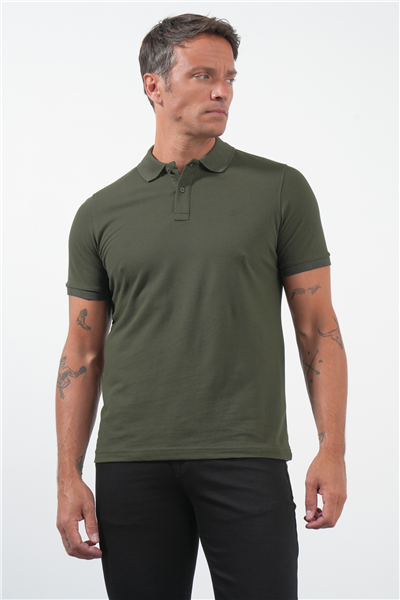 Haki Polo Yaka Pike Kısa Kol Slim Fit Pamuklu Tişört 1011260170
