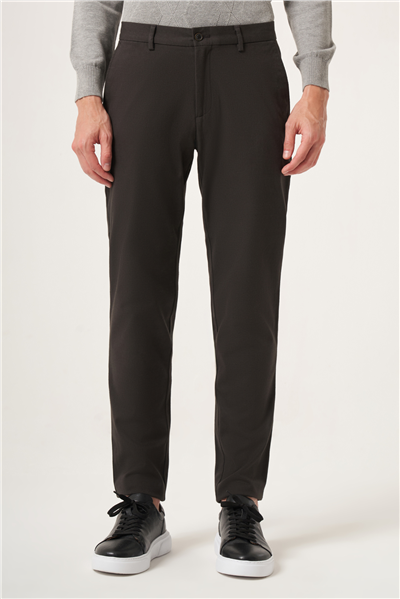 Haki Yan Cep Dokulu Gabardin Slim Fit Pamuklu Chino Pantolon 1003265155