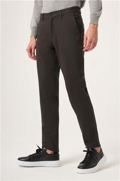 Haki Yan Cep Dokulu Gabardin Slim Fit Pamuklu Chino Pantolon 1003265155