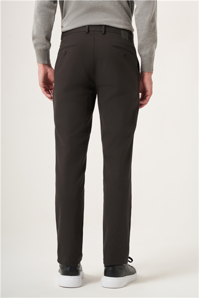 Haki Yan Cep Dokulu Gabardin Slim Fit Pamuklu Chino Pantolon 1003265155