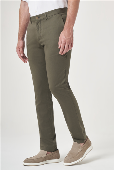 Haki Yan Cep Slim Fit Casual Pamuklu Chino Pantolon 1003260178