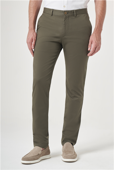 Haki Yan Cep Slim Fit Casual Pamuklu Chino Pantolon 1003260178
