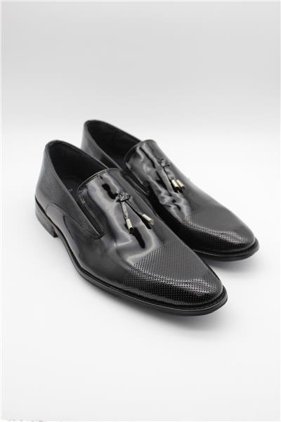 Siyah Hakiki Deri Rugan Neolit Taban Tokalı Smokin Ayakkabı 1033235125